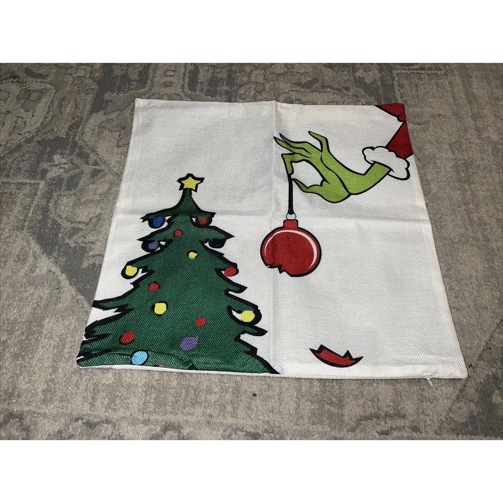Merry Grinchmas Grinch‎ Pillow 18 X 18 Cover Christmas NWOT